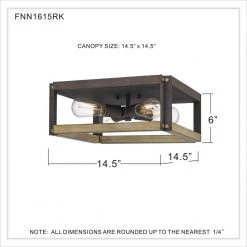 Finn 14.5 in. 4-Light Rustic Black Flush Mount by Quoizel -Quoizel Sales rustic black quoizel flush mount lights fnn1615rk 44 1000