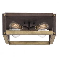 Finn 14.5 in. 4-Light Rustic Black Flush Mount by Quoizel -Quoizel Sales rustic black quoizel flush mount lights fnn1615rk 4f 1000