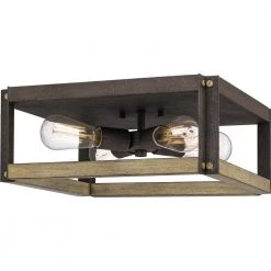 Finn 14.5 in. 4-Light Rustic Black Flush Mount by Quoizel