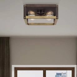 Finn 14.5 in. 4-Light Rustic Black Flush Mount by Quoizel -Quoizel Sales rustic black quoizel flush mount lights fnn1615rk fa 1000