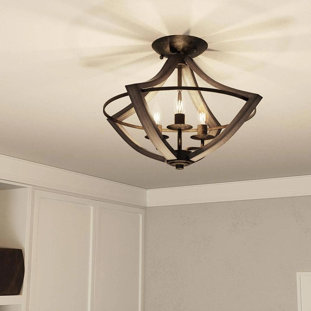 Shire 16.5 in. 3-Light Rustic Black Flush Mount by Quoizel 9 Shire 16.5 in. 3-Light Rustic Black Flush Mount by Quoizel - Image 7