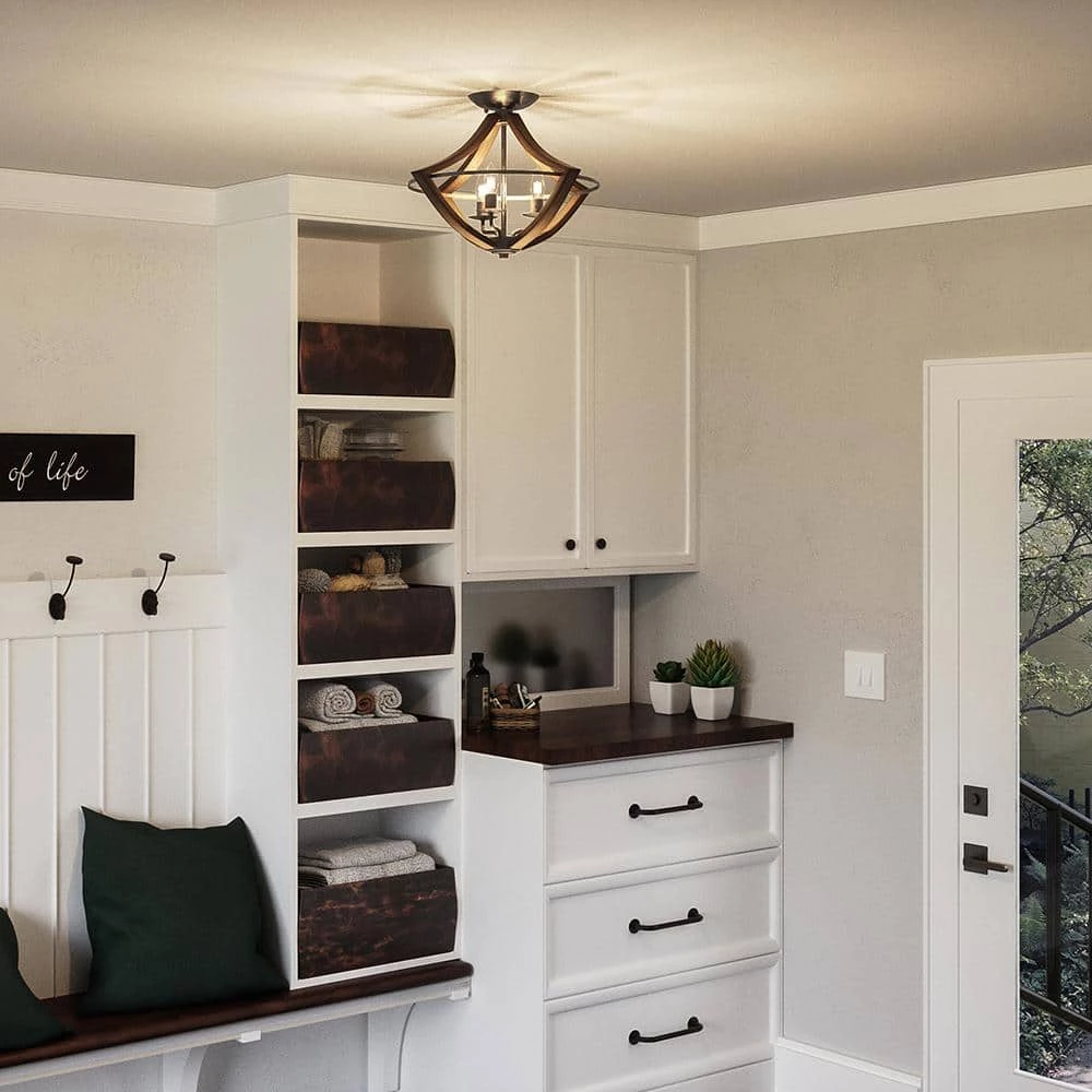 Shire 16.5 in. 3-Light Rustic Black Flush Mount by Quoizel 8 Shire 16.5 in. 3-Light Rustic Black Flush Mount by Quoizel - Image 6