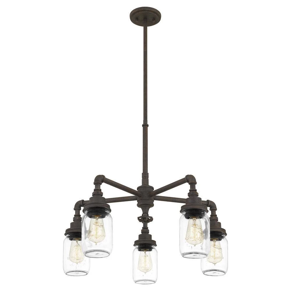 Squire 5-Light Rustic Black Outdoor Chandelier by Quoizel 5 Squire 5-Light Rustic Black Outdoor Chandelier by Quoizel - Image 3
