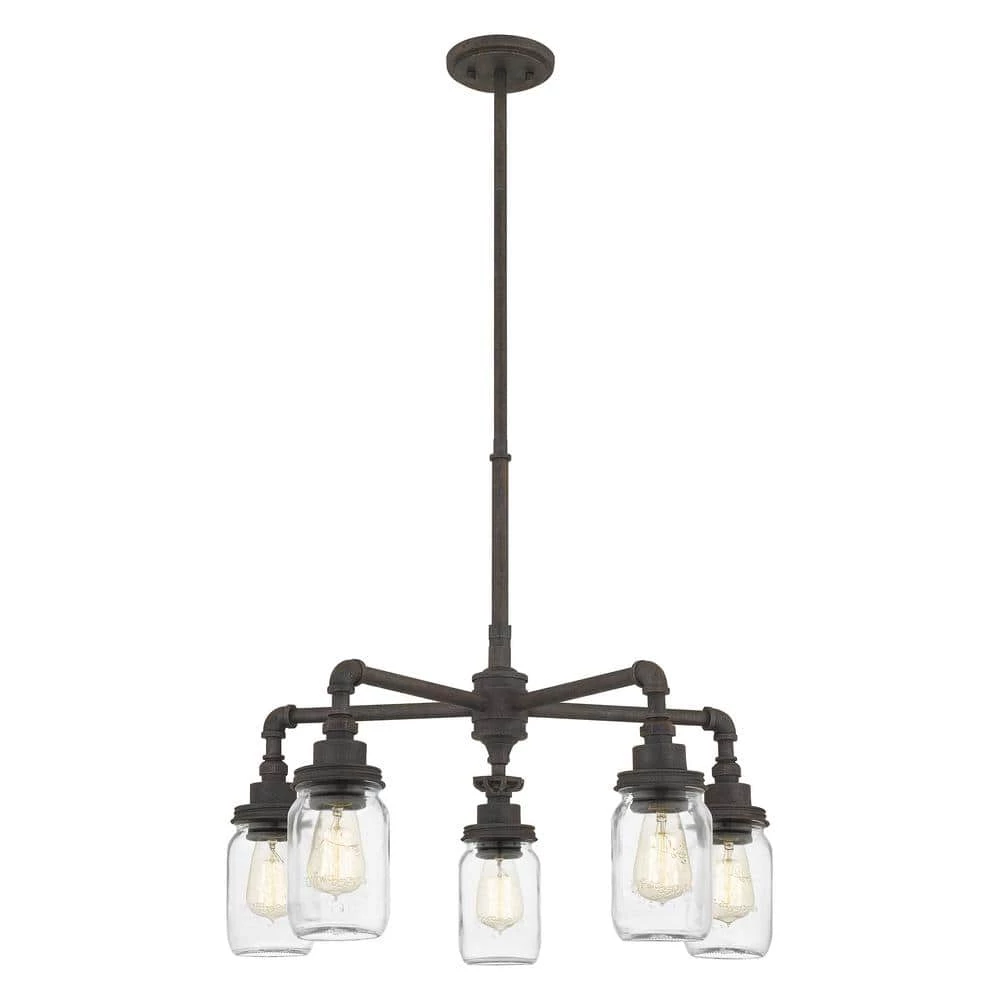 Squire 5-Light Rustic Black Outdoor Chandelier by Quoizel 3 Squire 5-Light Rustic Black Outdoor Chandelier by Quoizel
