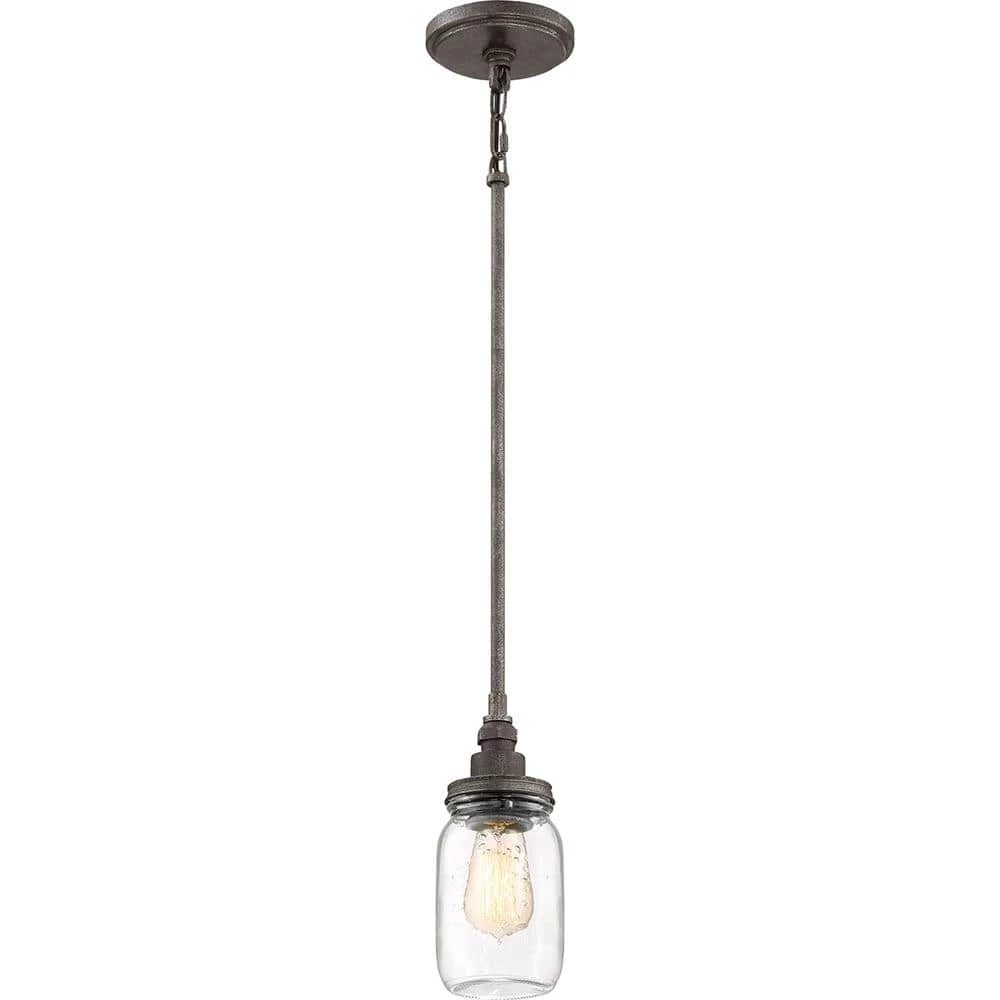 Squire 1-Light Rustic Black Mini Pendant by Quoizel 3 Squire 1-Light Rustic Black Mini Pendant by Quoizel