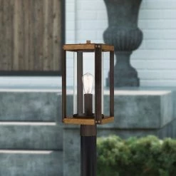 Marion Square 1-Light Rustic Black Outdoor Post Lantern by Quoizel -Quoizel Sales rustic black quoizel post light sets msq9009rk 76 1000
