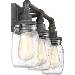 Squire 3-Light Rustic Black Vanity Light by Quoizel -Quoizel Sales rustic black quoizel vanity lighting sqr8603rk 4f 1000