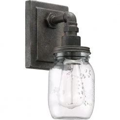 Squire 1-Light Rustic Black Wall Sconce by Quoizel -Quoizel Sales rustic black quoizel vanity lighting sqr8701rk 4f 1000