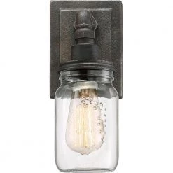 Squire 1-Light Rustic Black Wall Sconce by Quoizel -Quoizel Sales rustic black quoizel vanity lighting sqr8701rk c3 1000