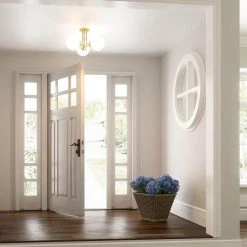 Landry 20.5 in. 3-Light Satin Brass Semi-Flush Mount by Quoizel -Quoizel Sales satin brass quoizel flush mount lights lry1720y 44 1000