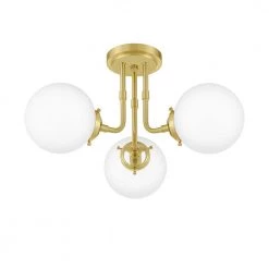 Landry 20.5 in. 3-Light Satin Brass Semi-Flush Mount by Quoizel -Quoizel Sales satin brass quoizel flush mount lights lry1720y 4f 1000