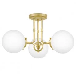 Landry 20.5 in. 3-Light Satin Brass Semi-Flush Mount by Quoizel
