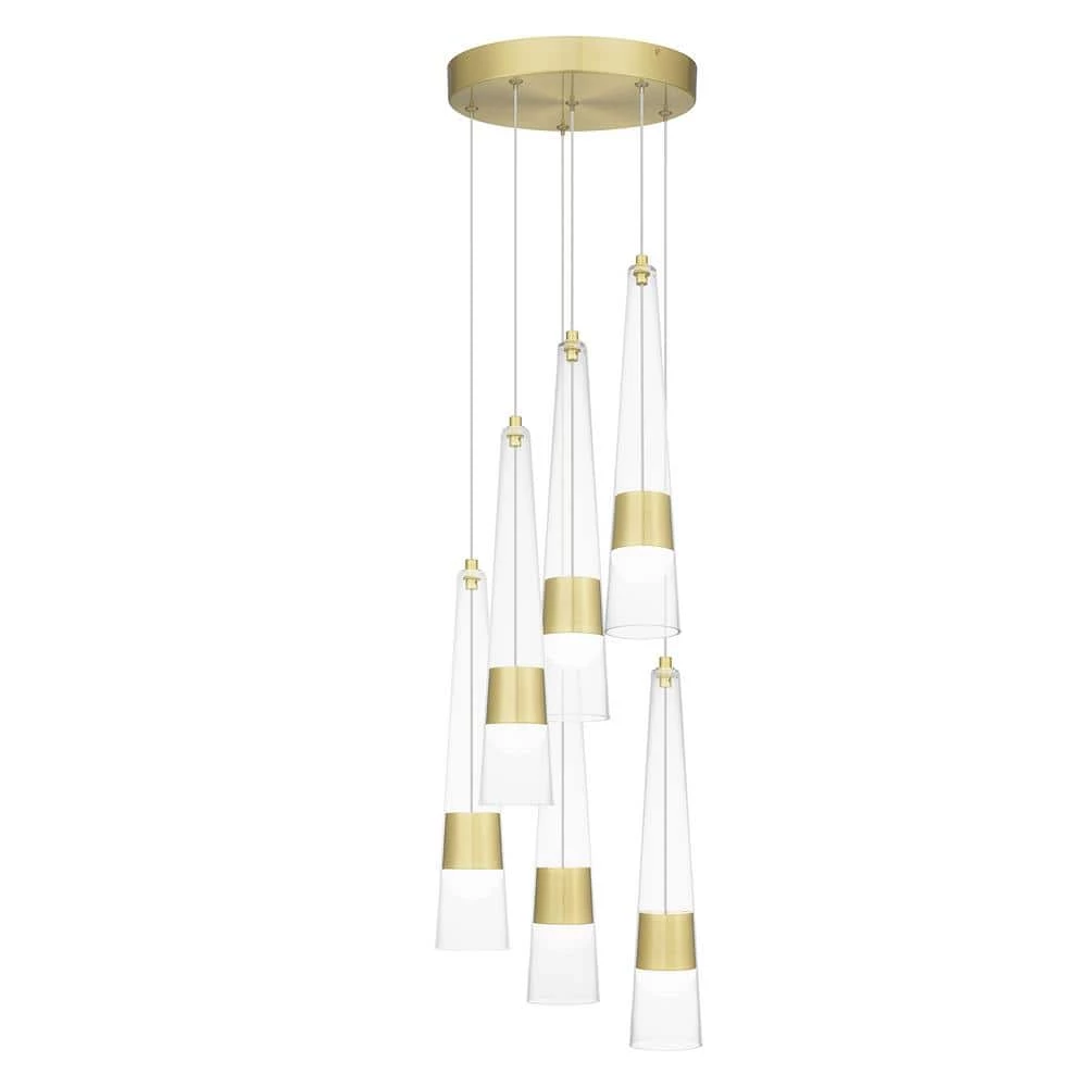 Zia 13 in. Satin Gold LED Pendant by Quoizel 3 Zia 13 in. Satin Gold LED Pendant by Quoizel