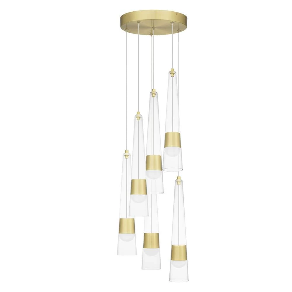 Zia 13 in. Satin Gold LED Pendant by Quoizel 5 Zia 13 in. Satin Gold LED Pendant by Quoizel - Image 3