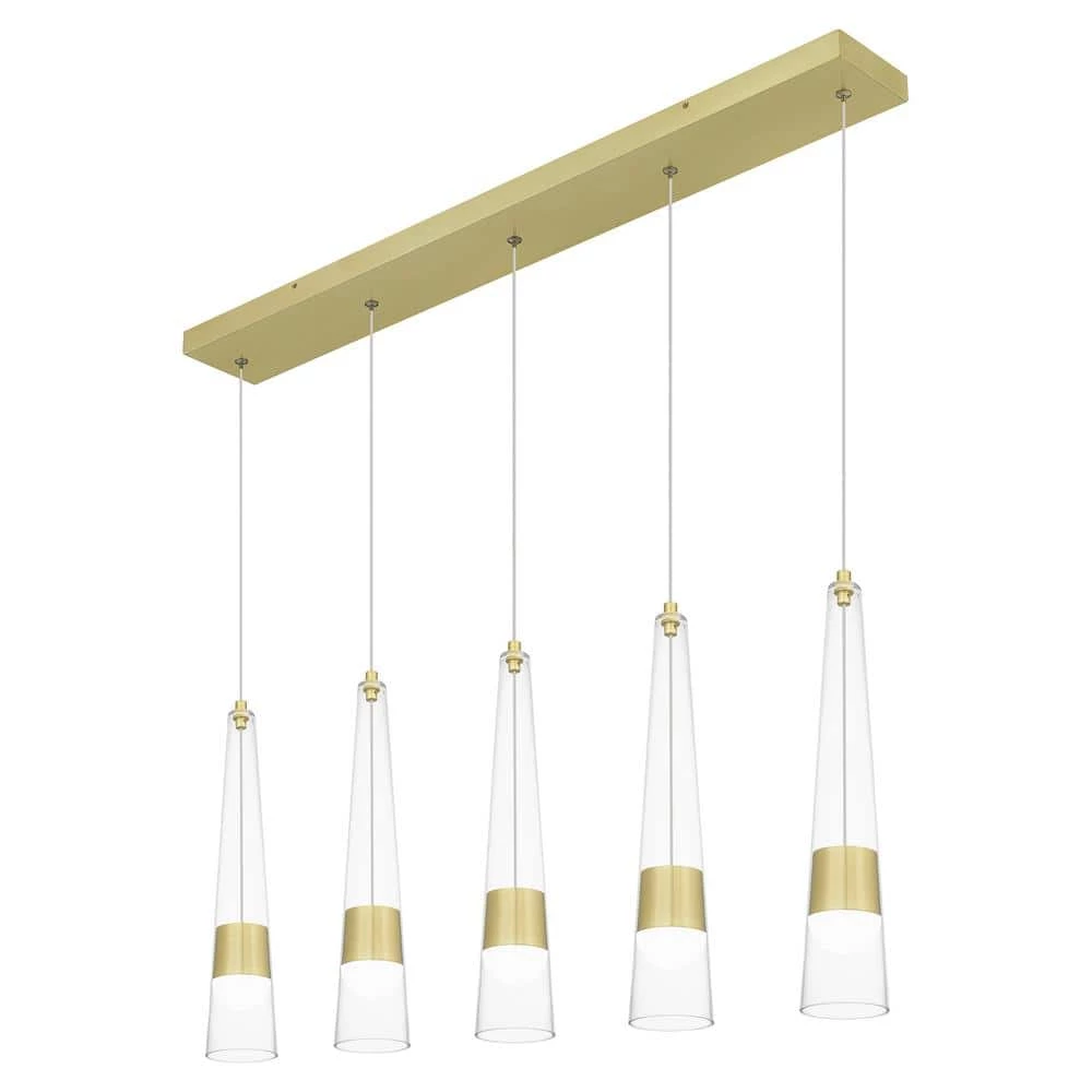 Zia Integrated LED Satin Gold Chandelier with Clear Glass by Quoizel 7 Zia Integrated LED Satin Gold Chandelier with Clear Glass by Quoizel - Image 5