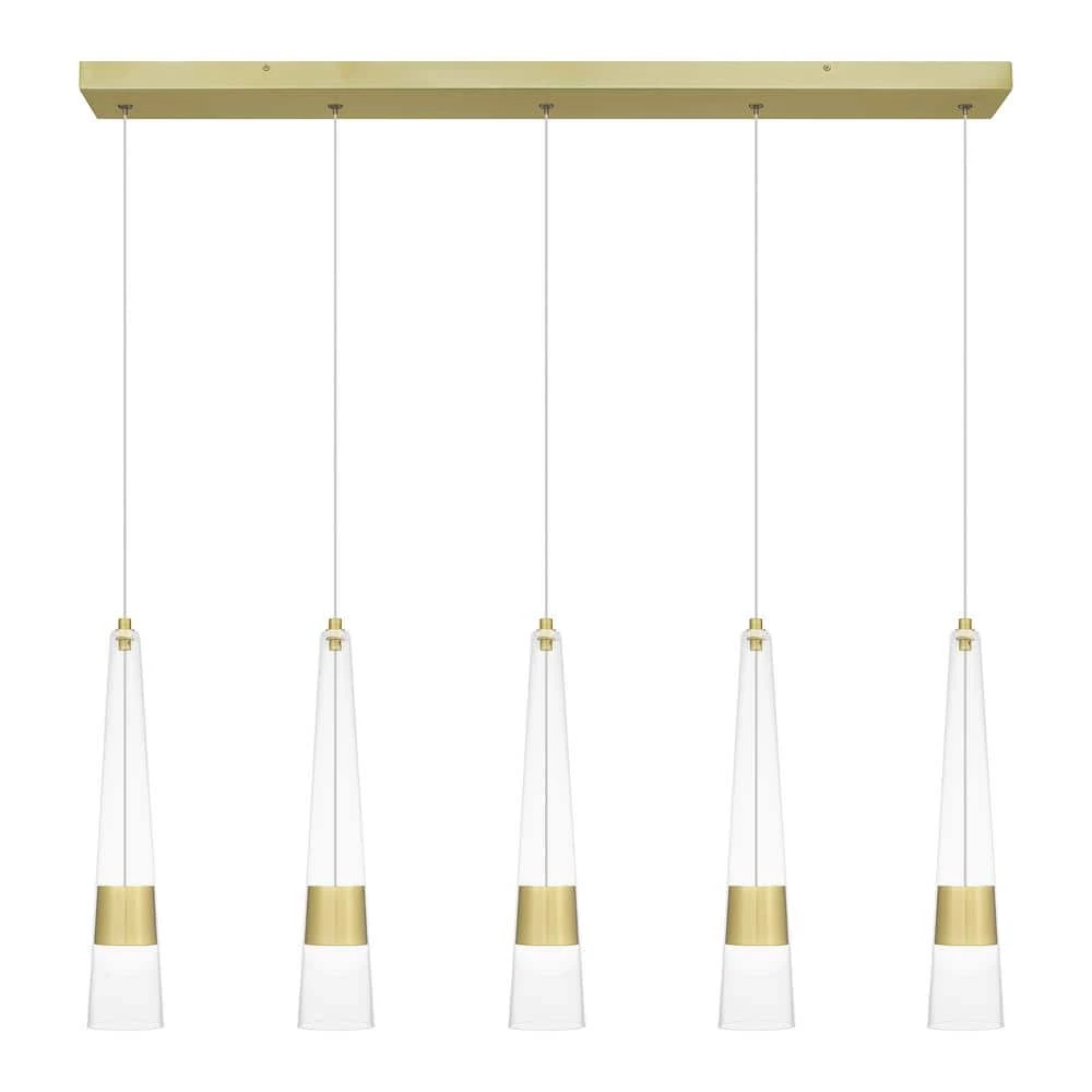 Zia Integrated LED Satin Gold Chandelier with Clear Glass by Quoizel 6 Zia Integrated LED Satin Gold Chandelier with Clear Glass by Quoizel - Image 4
