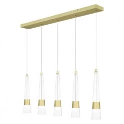 Zia Integrated LED Satin Gold Chandelier with Clear Glass by Quoizel