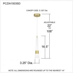 Zia Integrated LED Satin Gold Mini Pendant by Quoizel -Quoizel Sales satin gold quoizel pendant lights pczia1503sd 76 1000
