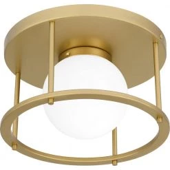 Morehouse 10 in. 1-Light Soft Gold Flush Mount by Quoizel -Quoizel Sales soft gold quoizel flush mount lights qfl5586sgd 1f 1000