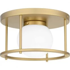 Morehouse 10 in. 1-Light Soft Gold Flush Mount by Quoizel