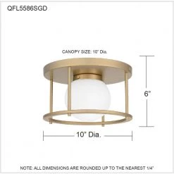 Morehouse 10 in. 1-Light Soft Gold Flush Mount by Quoizel -Quoizel Sales soft gold quoizel flush mount lights qfl5586sgd 76 1000