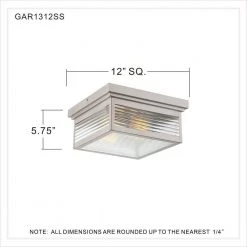 Gardner 2-Light Stainless Steel Flush Mount with Clear Ribbed Glass by Quoizel -Quoizel Sales stainless steel quoizel flush mount lights gar1312ss 44 1000
