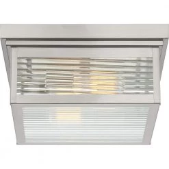 Gardner 2-Light Stainless Steel Flush Mount with Clear Ribbed Glass by Quoizel -Quoizel Sales stainless steel quoizel flush mount lights gar1312ss 4f 1000