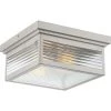 Gardner 2-Light Stainless Steel Flush Mount with Clear Ribbed Glass by Quoizel -Quoizel Sales stainless steel quoizel flush mount lights gar1312ss 64 1000