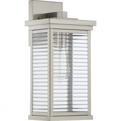 Gardner 1-Light Stainless Steel Outdoor Wall Lantern Sconce by Quoizel -Quoizel Sales stainless steel quoizel outdoor sconces gar8407ss c3 1000