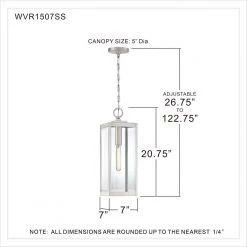 Westover 1-Light Stainless Steel Chandelier with Clear Beveled Glass by Quoizel 16 Westover 1-Light Stainless Steel Chandelier with Clear Beveled Glass by Quoizel -Quoizel Sales stainless steel quoizel pendant lights wvr1507ss fa 1000