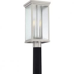 Gardner 1-Light Stainless Steel Outdoor Post Lantern by Quoizel -Quoizel Sales stainless steel quoizel post light sets gar9008ss 4f 1000