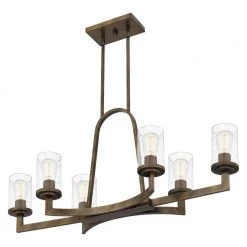 Antonin 6-Light Statuary Bronze Island Light with Clear Seeded Glass by Quoizel -Quoizel Sales statuary bronze quoizel chandeliers ant636su 1f 1000
