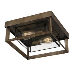 Infinger 2-Light Semi-Flush Mount with Clear Seeded Glass by Quoizel -Quoizel Sales statuary bronze quoizel flush mount lights inf1613su 1f 1000