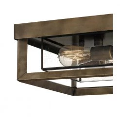 Infinger 2-Light Semi-Flush Mount with Clear Seeded Glass by Quoizel -Quoizel Sales statuary bronze quoizel flush mount lights inf1613su 44 1000