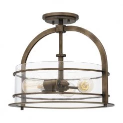 Toscana 15.5 in. 3-Light Statuary Bronze Semi-Flush Mount with Clear Glass by Quoizel -Quoizel Sales statuary bronze quoizel flush mount lights tos1715su 4f 1000