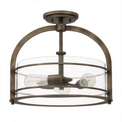 Toscana 15.5 in. 3-Light Statuary Bronze Semi-Flush Mount with Clear Glass by Quoizel -Quoizel Sales statuary bronze quoizel flush mount lights tos1715su c3 1000