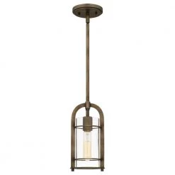 Toscana 1-Light Statuary Bronze Mini Pendant with Clear Glass by Quoizel