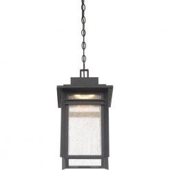 Beacon 1-Light Black LED Outdoor Pendant Light by Quoizel -Quoizel Sales stone black quoizel outdoor pendant lights bec1909sbk 1f 1000