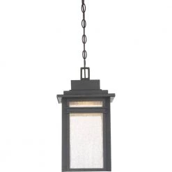 Beacon 1-Light Black LED Outdoor Pendant Light by Quoizel -Quoizel Sales stone black quoizel outdoor pendant lights bec1909sbk 4f 1000