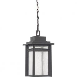Beacon 1-Light Black LED Outdoor Pendant Light by Quoizel -Quoizel Sales stone black quoizel outdoor pendant lights bec1909sbk c3 1000