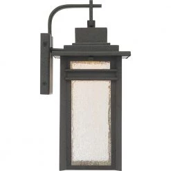 Beacon 1-Light Black Outdoor LED Wall Lantern Sconce by Quoizel -Quoizel Sales stone black quoizel outdoor sconces bec8408sbk 1f 1000