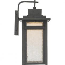 Beacon 1-Light Black Outdoor LED Wall Lantern Sconce by Quoizel -Quoizel Sales stone black quoizel outdoor sconces bec8409sbk 1f 1000