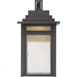 Beacon 1-Light Black Outdoor LED Wall Lantern Sconce by Quoizel -Quoizel Sales stone black quoizel outdoor sconces bec8409sbk 4f 1000