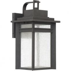 Beacon 1-Light Black Outdoor LED Wall Lantern Sconce by Quoizel -Quoizel Sales stone black quoizel outdoor sconces bec8409sbk c3 1000