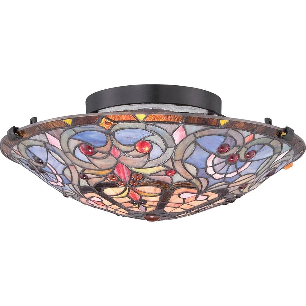 Carroll 16.5 in. 2-Light Vintage Bronze Flush Mount by Quoizel 4 Carroll 16.5 in. 2-Light Vintage Bronze Flush Mount by Quoizel - Image 2