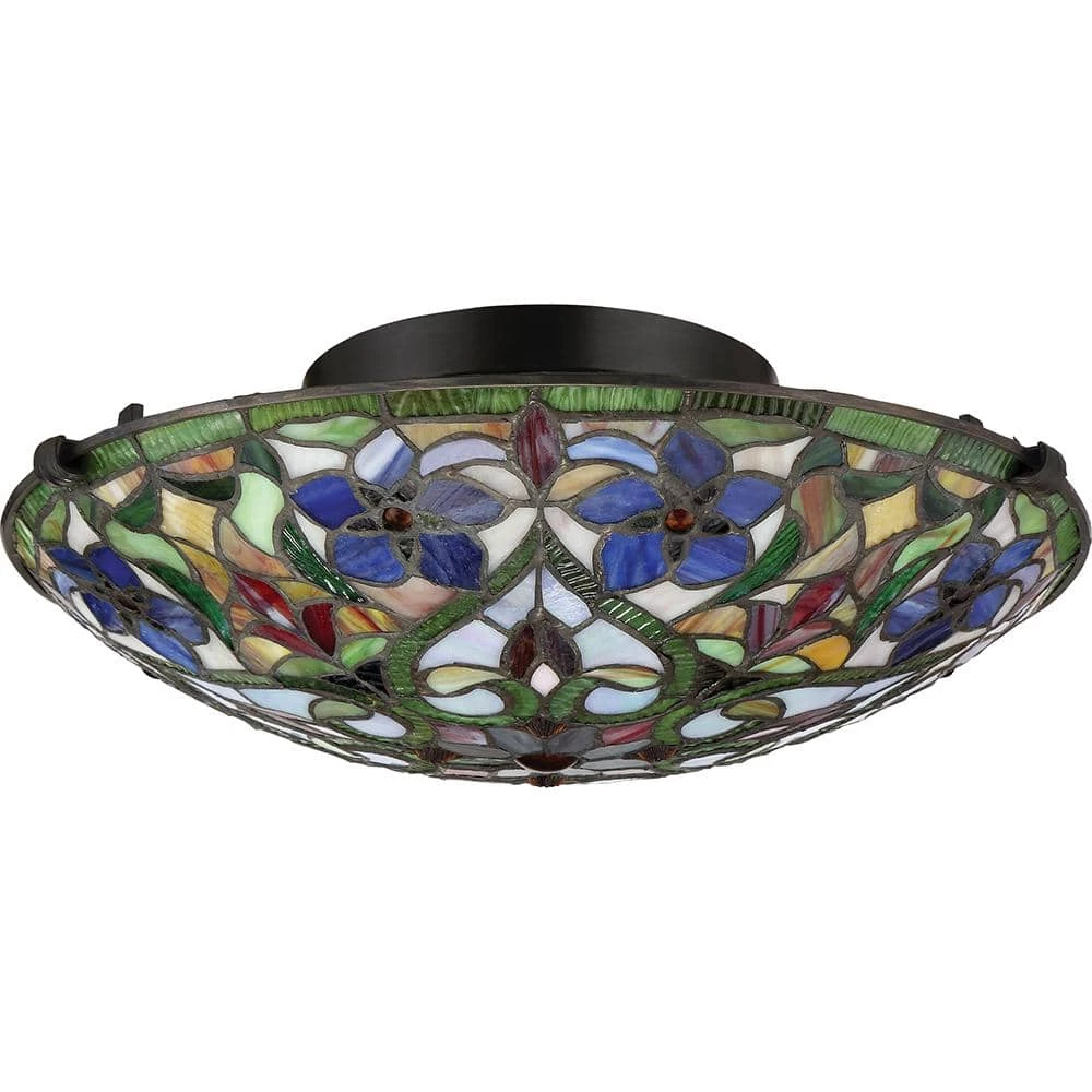 Violets 16.25 in. 2-Light Vintage Bronze Flush Mount by Quoizel 5 Violets 16.25 in. 2-Light Vintage Bronze Flush Mount by Quoizel - Image 3