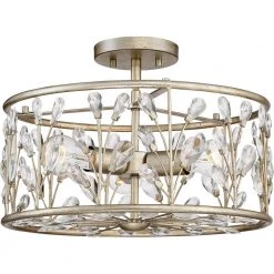 Meadow Lane 3-Light Vintage Gold Semi-Flush Mount by Quoizel
