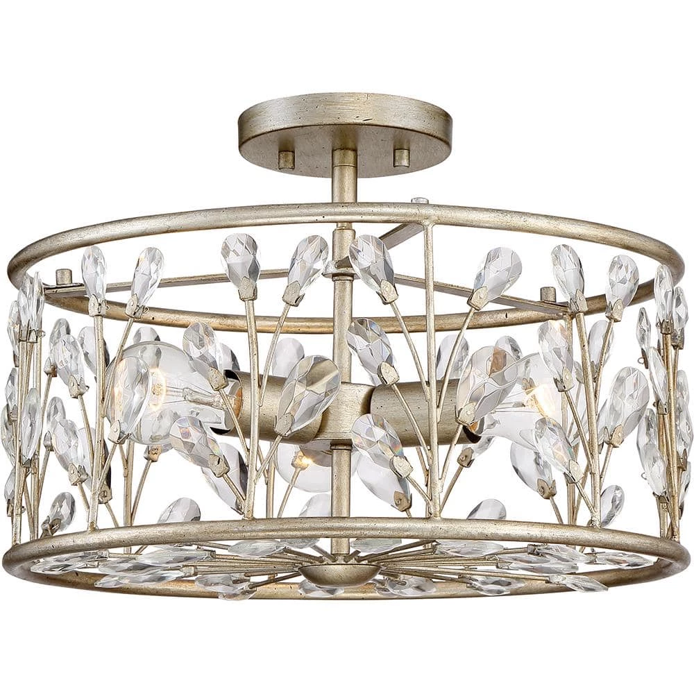 Meadow Lane 3-Light Vintage Gold Semi-Flush Mount by Quoizel 3 Meadow Lane 3-Light Vintage Gold Semi-Flush Mount by Quoizel