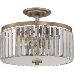 Mirage 3-Light Vintage Gold Semi-Flush Mount by Quoizel -Quoizel Sales vintage gold quoizel flush mount lights mir1715vg c3 1000