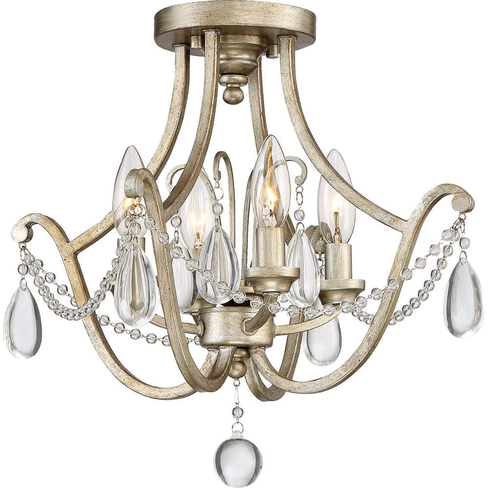 Regent 4-Light Vintage Gold Semi-Flush Mount by Quoizel 3 Regent 4-Light Vintage Gold Semi-Flush Mount by Quoizel